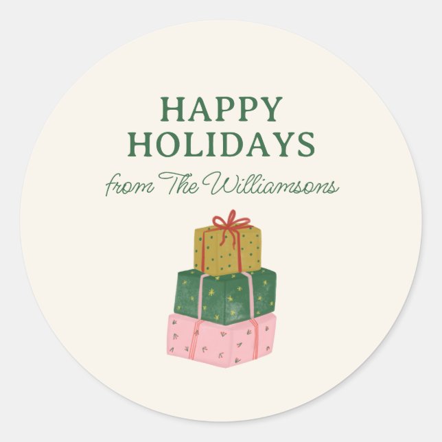 Sticker Rond Cute Christmas Holidays Gift From Personalized  (Devant)