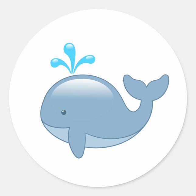 Sticker Rond Cute Chubby Cartoon Whale (Devant)