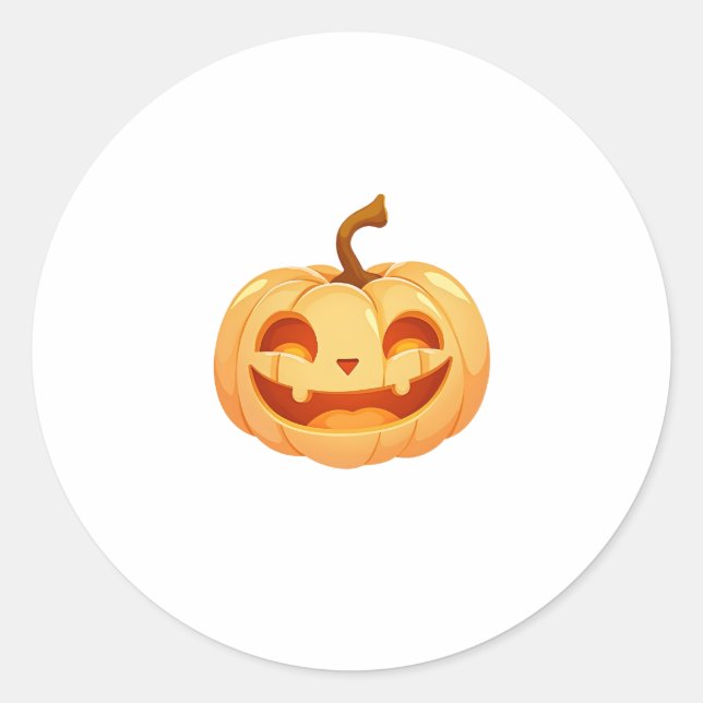 Sticker Rond Cute Citrouille Jack-o'-lantern Turtle Mer Hallowe (Devant)
