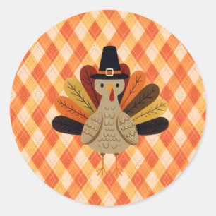 Sticker Rond Cute, classique/vintage Thanksgiving Turquie
