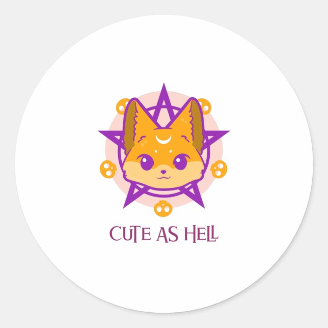 Sticker Rond Cute comme Hell Fox (Devant)