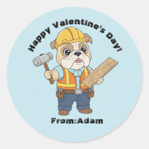 Cute Construction Bulldog Valentine