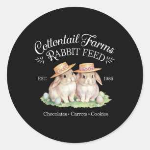 Sticker Rond Cute Coquette Pâques Cottontail Farms Bunny Femmes