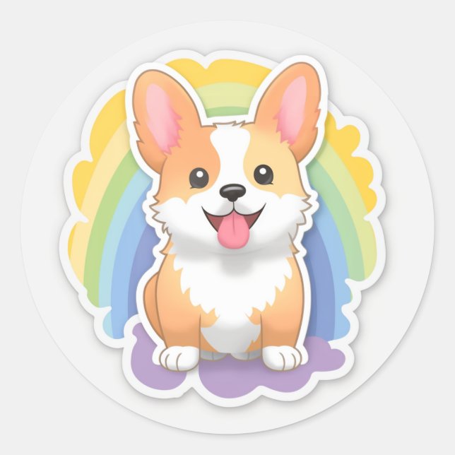Sticker Rond Cute Corgi (Devant)
