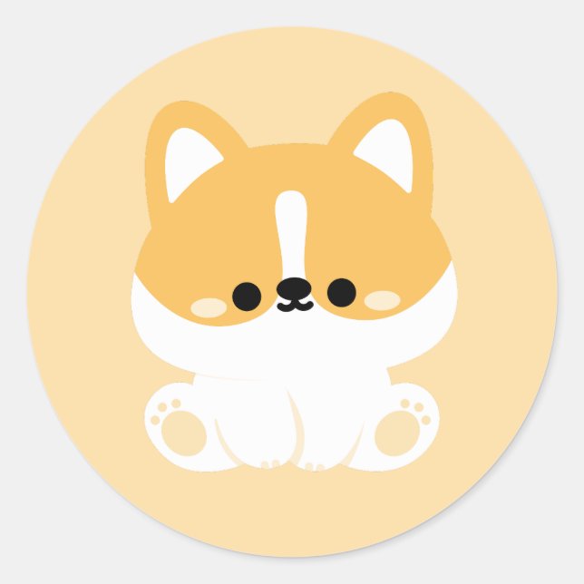 Sticker Rond Cute Corgi (Devant)