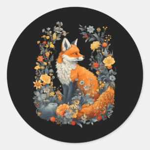 Sticker Rond Cute Cottagecore Floral Fox filles esthétiques Fem