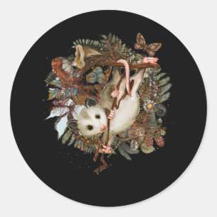 Sticker Rond Cute Cottagecore Floral Possum Aesthetic Vintage G