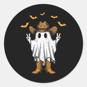 Sticker Rond Cute Cowboy Ghost Sheriff Paix Drôle Halloween Me