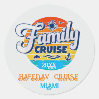 Sticker Rond Cute croisière personnalisée Bateau Famille Voyage