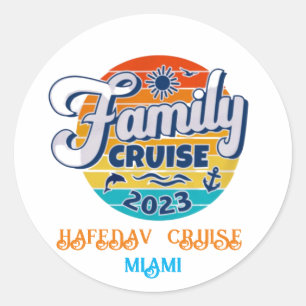 Sticker Rond Cute croisière personnalisée Bateau Famille Voyage