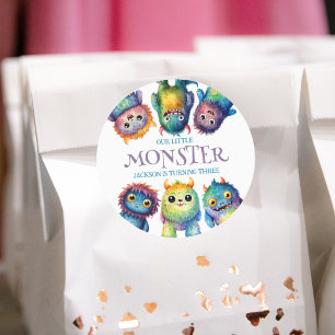 Sticker Rond Cute Cudely Colorful Petits Monsters Anniversaire