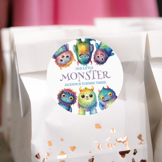 Sticker Rond Cute Cudely Colorful Petits Monsters Anniversaire  (Créateur téléchargé)