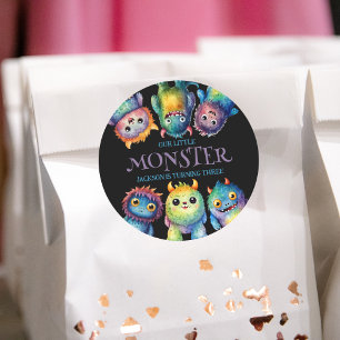 Sticker Rond Cute Cudely Colorful Petits Monsters Anniversaire 