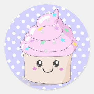 Sticker Rond Cute Cupcake