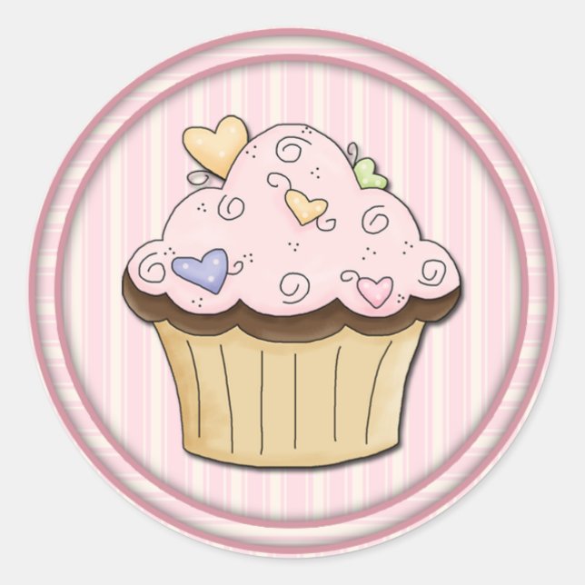 Sticker Rond Cute Cupcake (Devant)