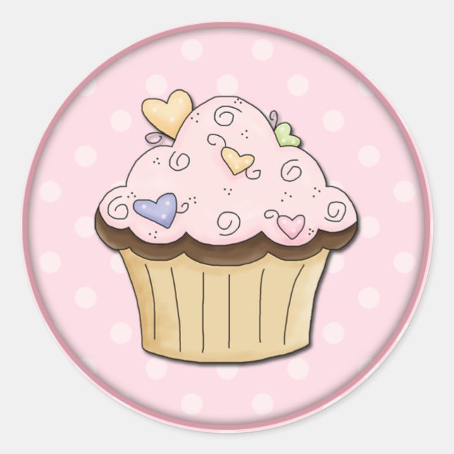 Sticker Rond Cute Cupcake (Devant)