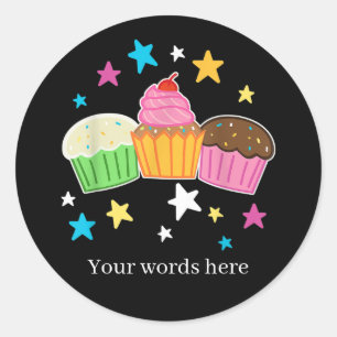 Sticker Rond Cute cupcake ajouter du texte