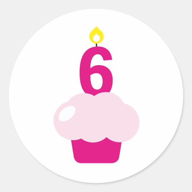 Sticker Rond Cute Cupcake avec bougie d'anniversaire (Devant)