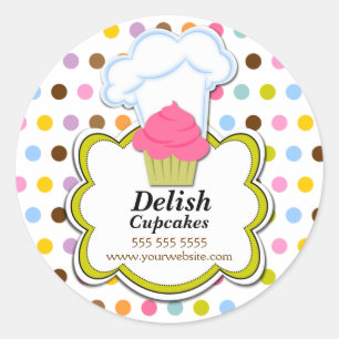 Sticker Rond Cute Cupcake & Baker's Casquette Bakery Box Seal