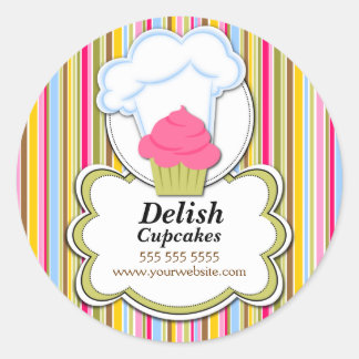 Sticker Rond Cute Cupcake & Baker's Casquette Bakery Box Seal