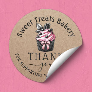 Sticker Rond Cute Cupcake Boulangerie Merci Commander Kraft