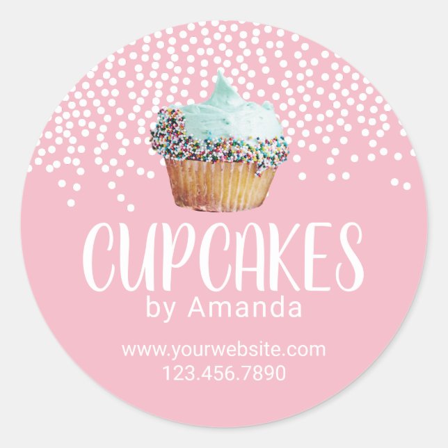 Sticker Rond Cute Cupcake Boulangerie Pâtisserie Chef Rose Sucr (Devant)