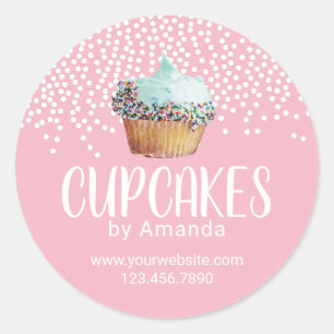 Sticker Rond Cute Cupcake Boulangerie Pâtisserie Chef Rose Sucr