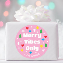Cute Custom Name Holiday Retro Pink Christmas