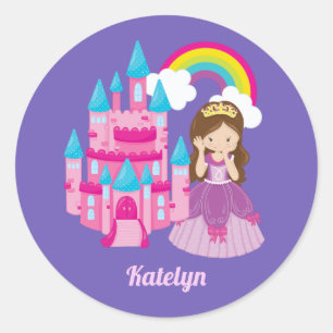 Sticker Rond Cute Custom Princess Castle Fairy Tale