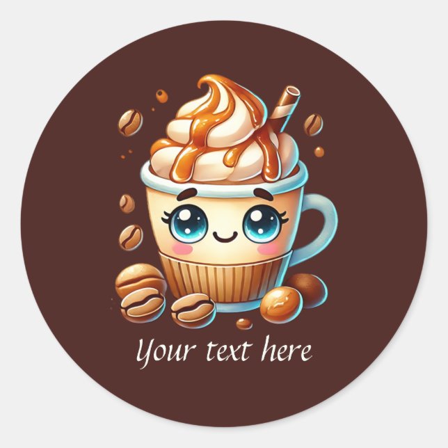Sticker Rond Cute customizable business Coffee (Devant)