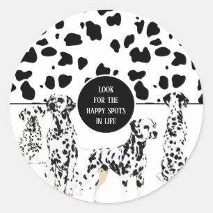 Sticker Rond Cute Dalmatiens Noir & Blanc Zones Joyeuses