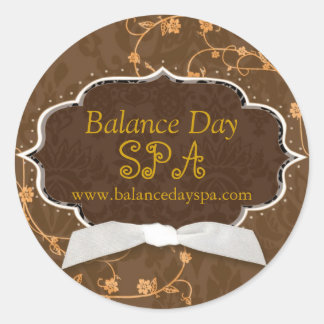 Sticker Rond Cute Damask Swirls Spa Shop Business Product Étiqu