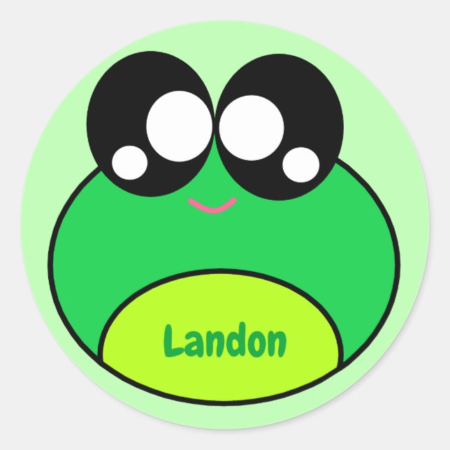 Sticker Rond Cute de grenouille verte Kawaii (Devant)