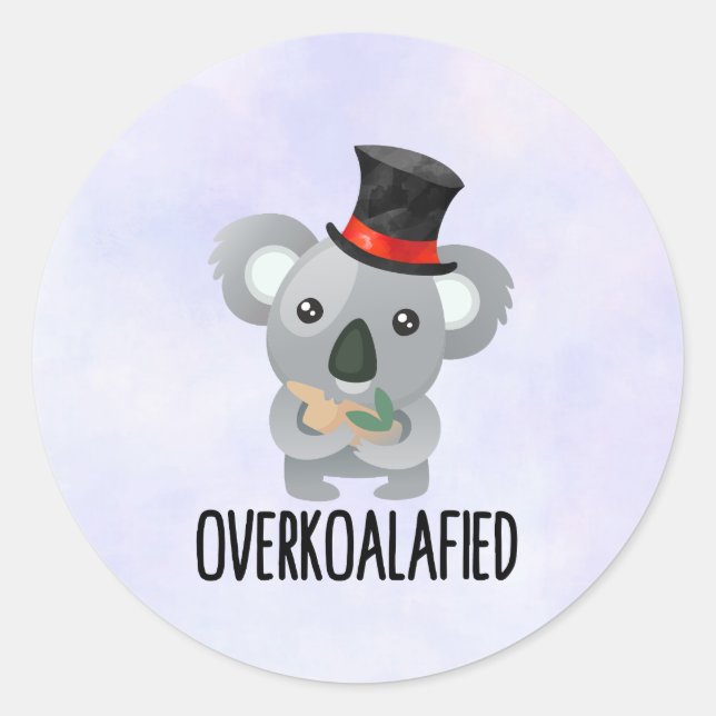 Sticker Rond Cute de Pun Koala surkoalaaaated en chapeau supéri (Devant)
