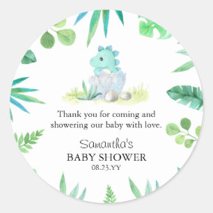 Sticker Rond Cute Dinosaur Boy Baby shower Merci