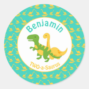 Sticker Rond Cute Dinosaur Boys Anniversaire