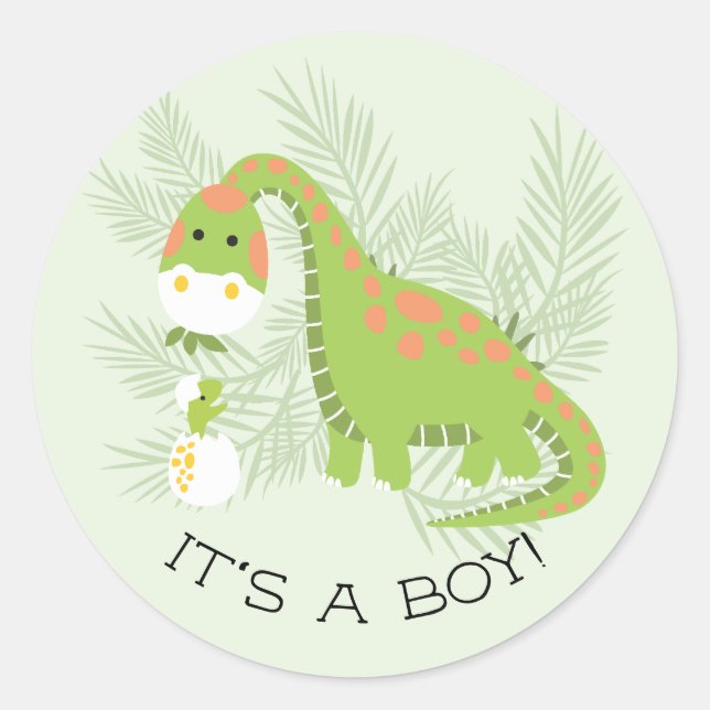 Sticker Rond Cute Dinosaur C'est un chevalier de favoritisme ga (Devant)