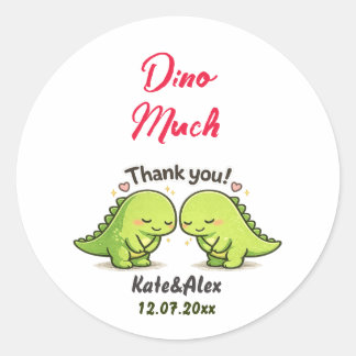 Sticker Rond Cute Dinosaur Couple Wedding Thank You