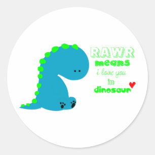 Sticker Rond Cute Dinosaur RAWR