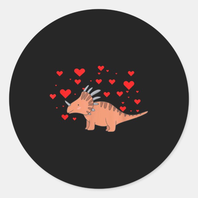 Sticker Rond Cute Dinosaur Shirt For Valentines Day _ Tricerato (Devant)