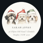 Sticker Rond Cute Dog Furry et Bright Christmas Address<br><div class="desc">Si vous avez besoin d'une personnalisation supplémentaire,  n'hésitez pas à m'envoyer un message sur yellowfebstudio@gmail.com .</div>