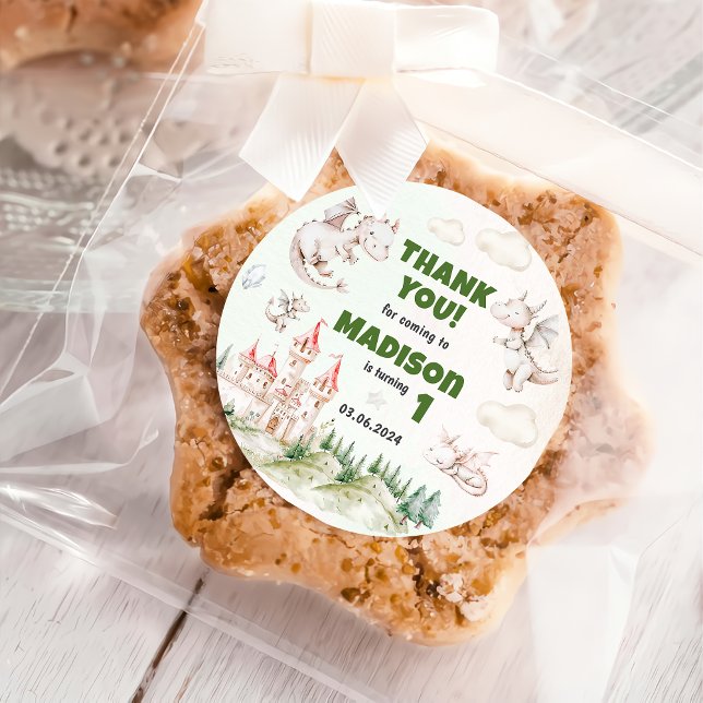 Sticker Rond Cute Dragon 1er Anniversaire Classic Round Stick (Créateur téléchargé)