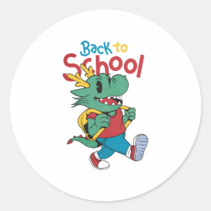 Sticker Rond Cute Dragon Retour à l'art scolaire
