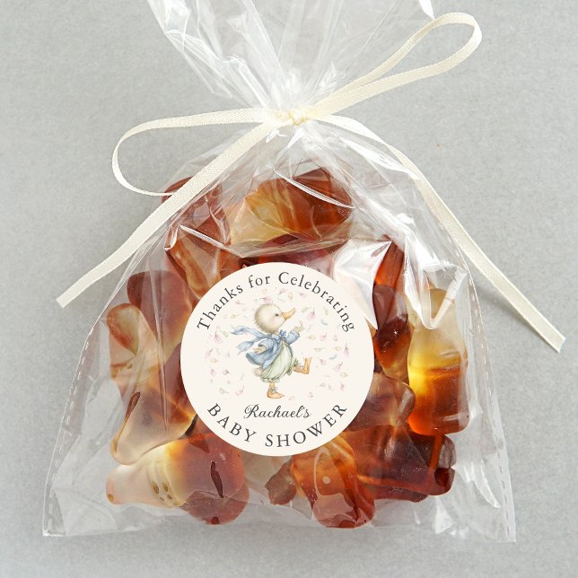 Sticker Rond Cute Duck Baby Shower Thank You Favor (Créateur téléchargé)