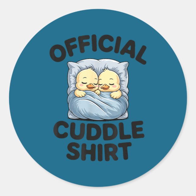 Sticker Rond Cute Duck Couple Snuggle Cuddle  (Devant)