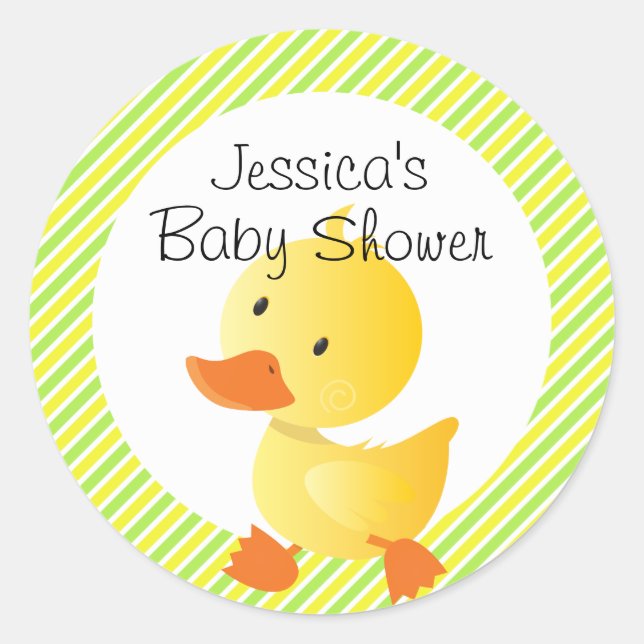 Sticker Rond Cute Duckie and Stripes Personnalisé (Devant)