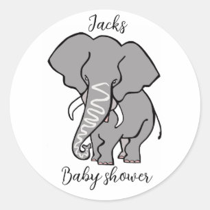 Sticker Rond Cute ELEPHANT - Animal - baby shower - Personnalis