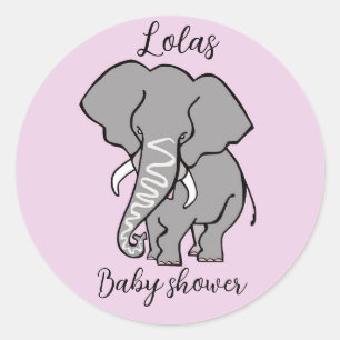 Sticker Rond Cute ELEPHANT - Animal - Baby shower - Personnalis