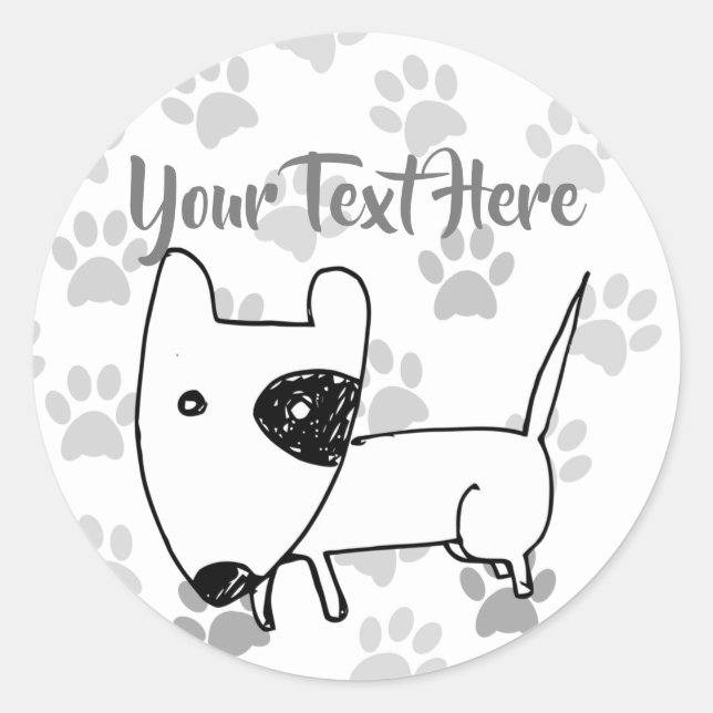 Sticker Rond Cute English Bull Terrier (Devant)