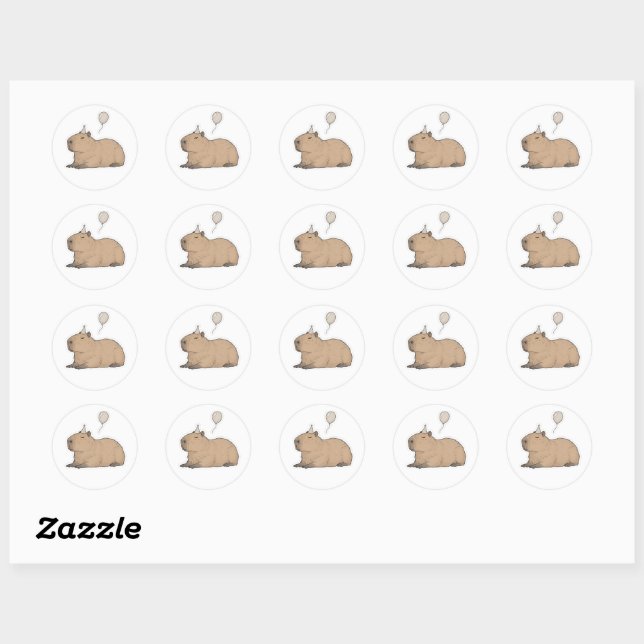 Sticker Rond Cute et Chill Capybara (Feuille)